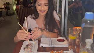 Taylor Cabrera at a sushi restaurant.