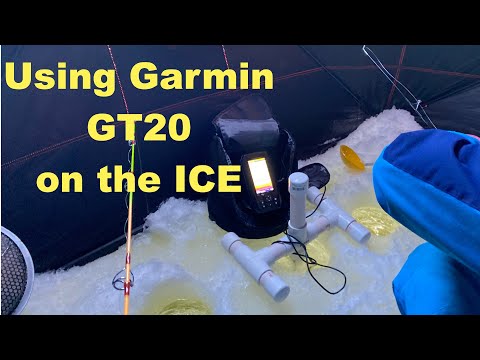 Garmin GT20-TM Transducer on the Ice. How to make a Mount. [Ice Fishing with Boat Transducer]
