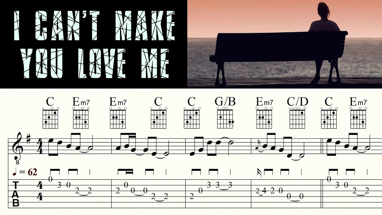I CAN'T MAKE YOU LOVE ME | BONNIE RAITT | Complete | Acoustic Guitar Lesson | Sheet Music & TAB