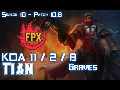 FPX Tian GRAVES vs KINDRED Jungle - Patch 10.8 KR Ranked