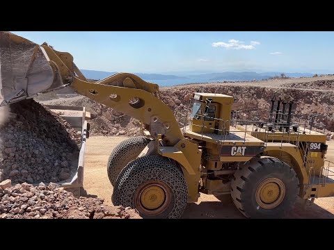 Huge Caterpillar 994 Wheel Loader Loading Caterpillar 777F Dumpers - Samaras Mining Group