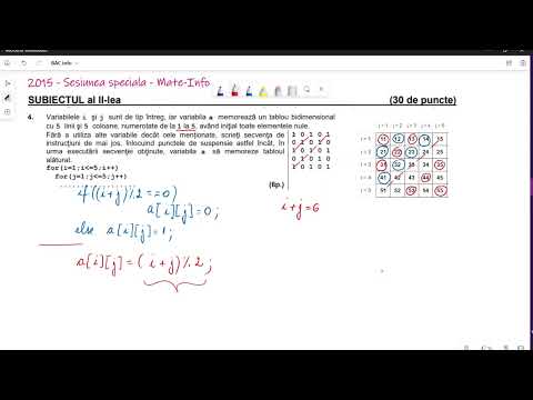 C++:  Generare matrice - Bac 2015, sesiunea specială, iunie-iulie