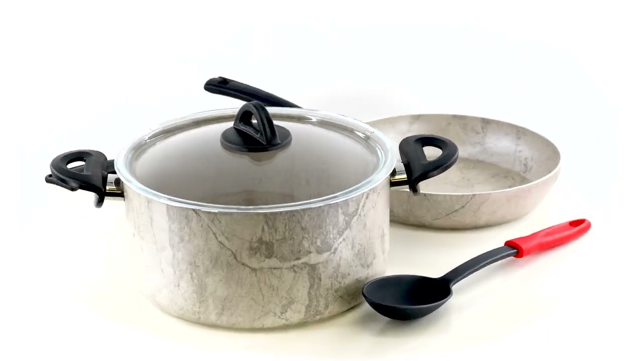 Cream 5 pc Non-Stick Pots and Pans Set