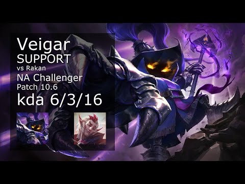 Veigar Support vs Rakan - NA Challenger 6/3/16 Patch 10.6 Gameplay