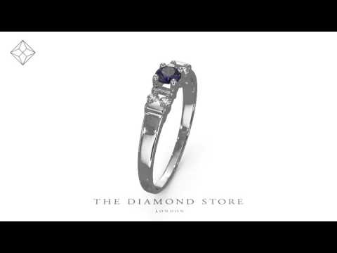 FET38 - Tanzanite 3.75mm And Diamond 18K White Gold Ring