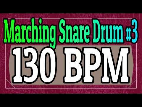 130 BPM - Marching Snare Drum Rock #3 - 4/4 Straight Rock Drum Track - Metronome - Drum Beat