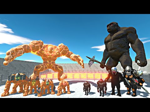Caramel Lava Golem Evolution vs King Kong + Assassin Goro Evolution in Lava Stadium Arena - ARBS