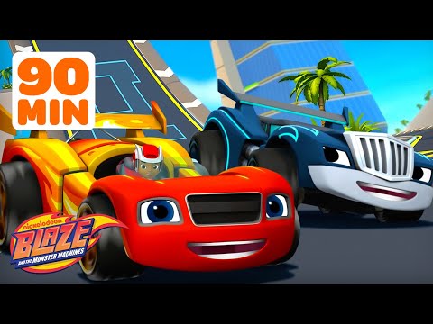 Blaze's Monster Machine Adventures as RACE CARS! 🏎️💨 | 90 Minutes | Blaze and the Monster Machines