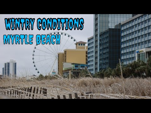 Morning Walk in Wintry Weather Conditions on the Boardwalk in Myrtle Beach