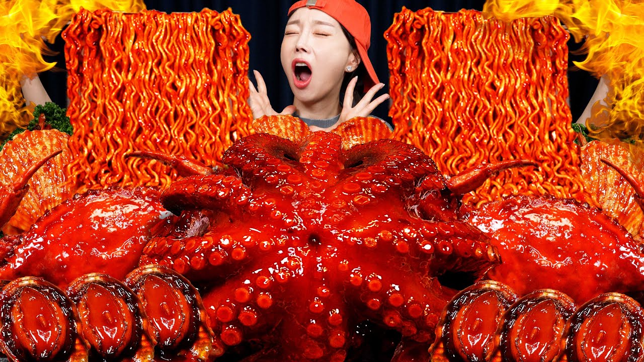 주기적으로 땡기는..🔥 매콤 문어해물찜 불닭볶음면 먹방! Spicy Giant Octopus Seafood Boil Buldak Ramen Mukbang ASMR Ss