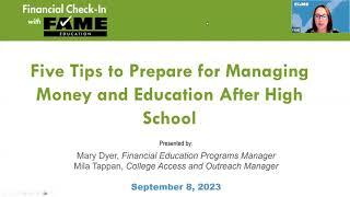 Five Tips to Prepare for Managing Money and Education After High School | Sept 2023