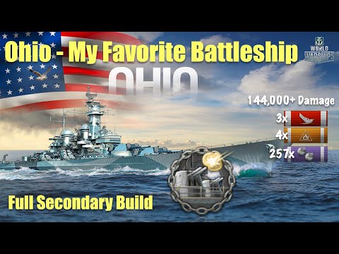 My favorite Battleship - Ohio - Full Secondary Build | World of Warships