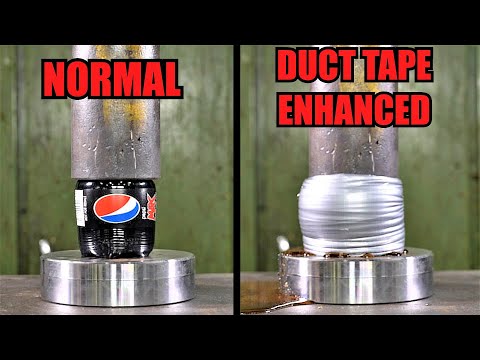 Watch Duct Tape Make These Everyday Objects Withstand Twice The Pressure Under A Hydraulic Press