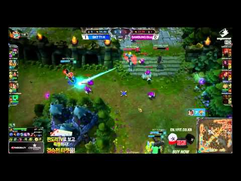 Faker Nidalee landing spears like a boss - SKT T1 K vs SG Blue