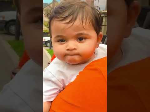 Baby's first time outdoor, watching neighbors and trees