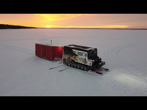 Permanent Ice fishing hut set up at Bakers Narrows Lodge
