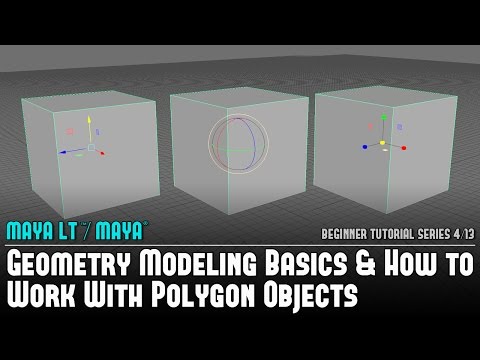 Maya Beginner Tutorial 4/13: Geometry Modeling Basics & Working w/Polygon Objects