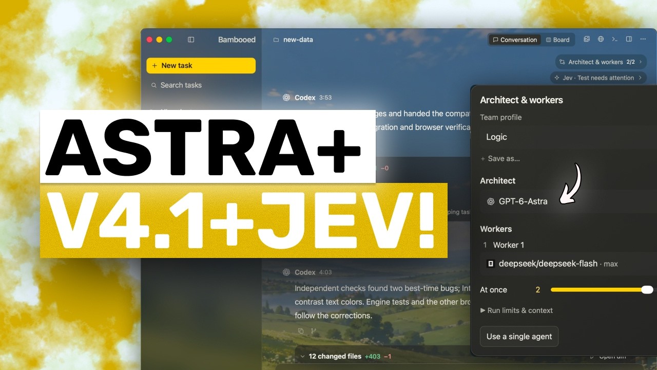 Astra + Jev + DS V4.1 Flash: SUPER FAST, SUPER CHEAP & SOTA WORKER Setup!