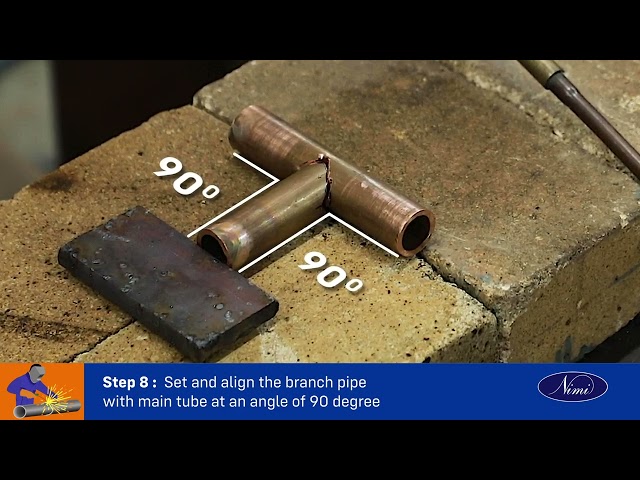 T joint of copper pipe of 1/ 2 inch and of length 75mm - Simplified