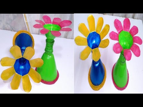 PLASTIC BOTTLE CRAFT BOTTLE FLOWER VASE WATER BOTTLE CRAFTS Video