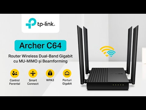 TP-LINK | AC1200 Wireless MU-MIMO Wi-Fi Maršrutizatorius | Archer C64 | 802.11ac | 867+400 Mbit/s | Ethernet LAN (RJ-45) jungtys 4 | Mesh Support No | MU-MiMO Yes | No mobile broadband | Antenna type 4 x Fixed video