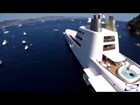Mega Yacht A SF99 video drone Fly View - Portofino 11-07-2015