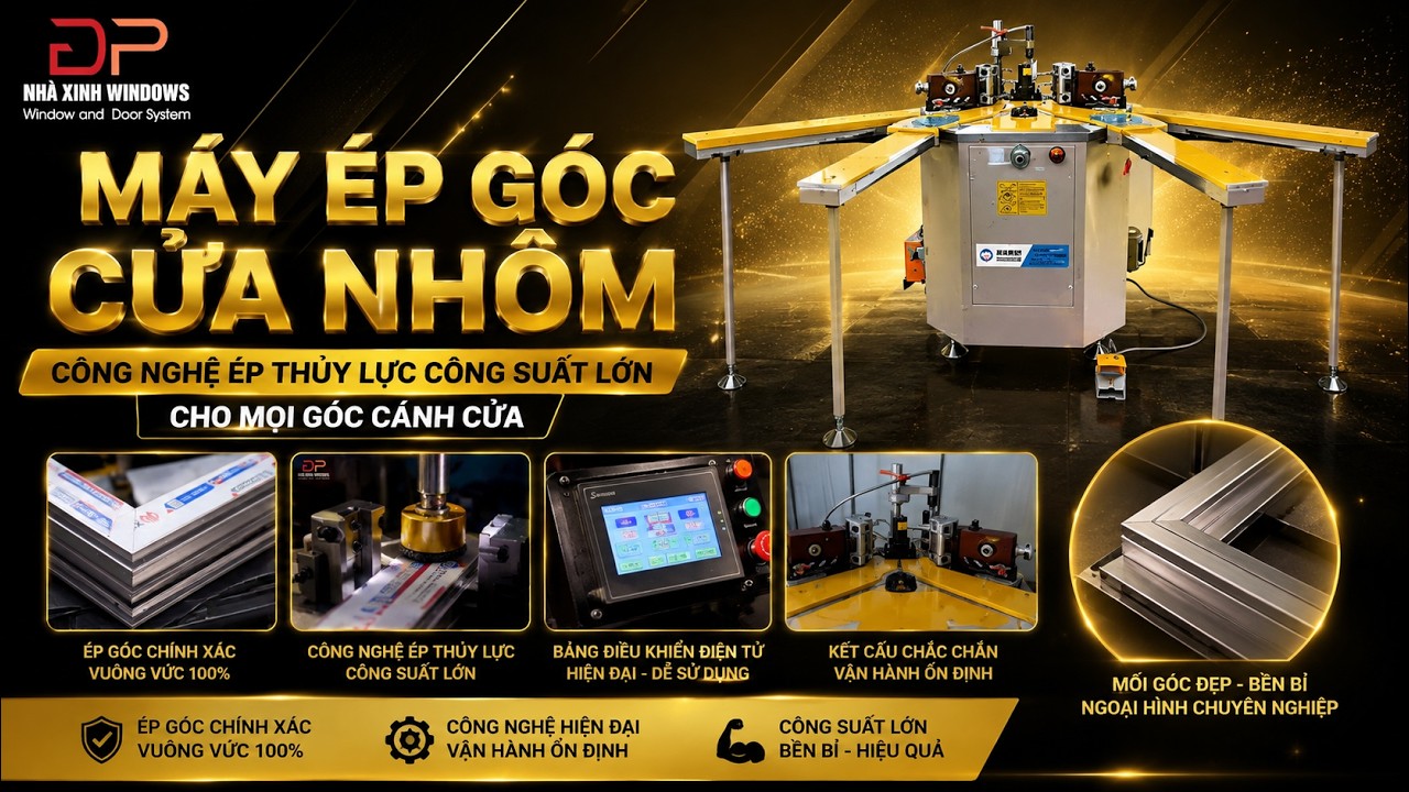 MÁY ÉP GÓC THUỶ LỰC CÔNG SUẤT LỚN CHO MỌI LOẠI CỬA NHÔM | NHÔM KÍNH CAO CẤP | NHÀ XINH WINDOWS