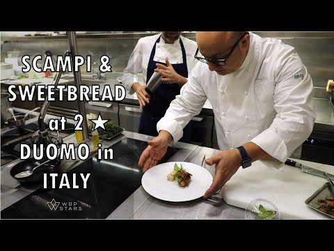 AMAZING Scampi and Sweetbread preparation by 2* chef Ciccio Sultano at restaurant Duomo (Italy)