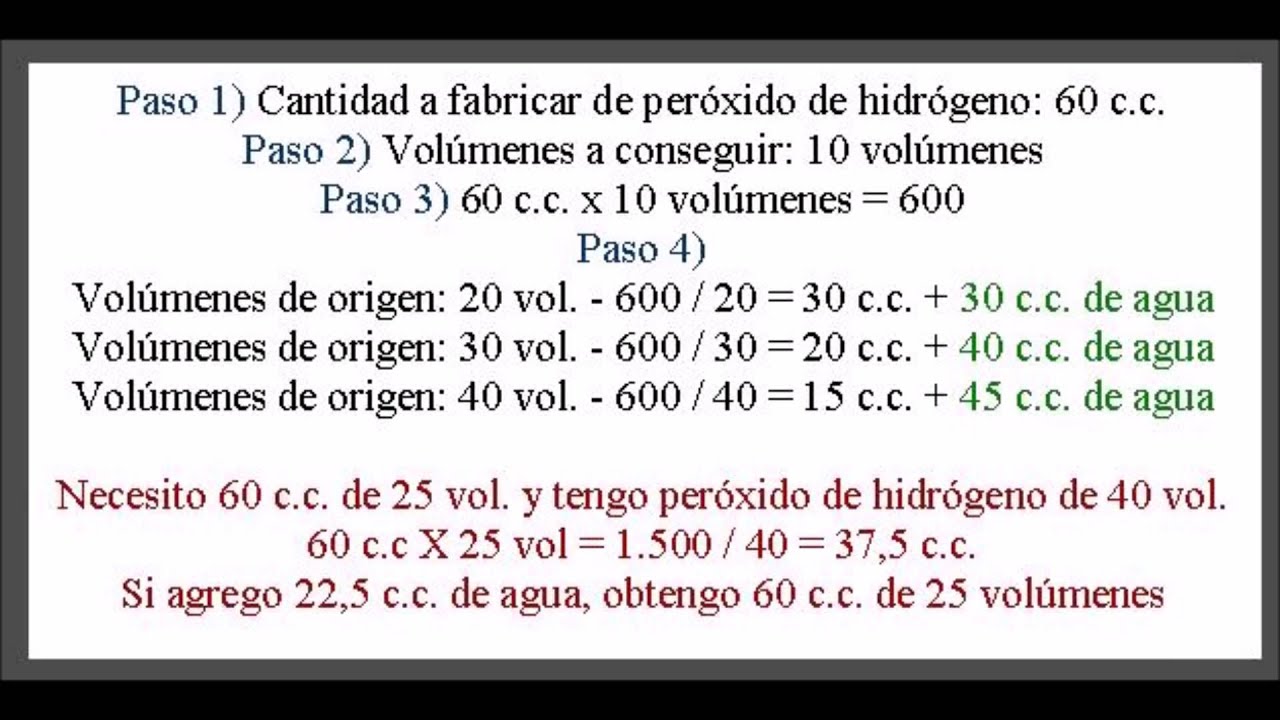 Watch Cómo conseguir diferentes volúmenes de peróxido de hidrógeno Now Cómo conseguir diferentes volúmenes de peróxido de hidrógeno