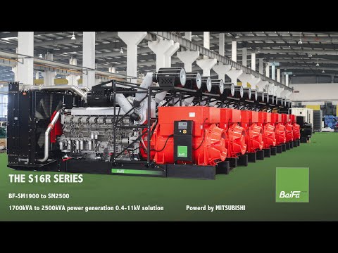 The S16R series BAIFA MITSUBISHI diesel engine powered generator FOR 1700-2500kVA power 0.4-11kV