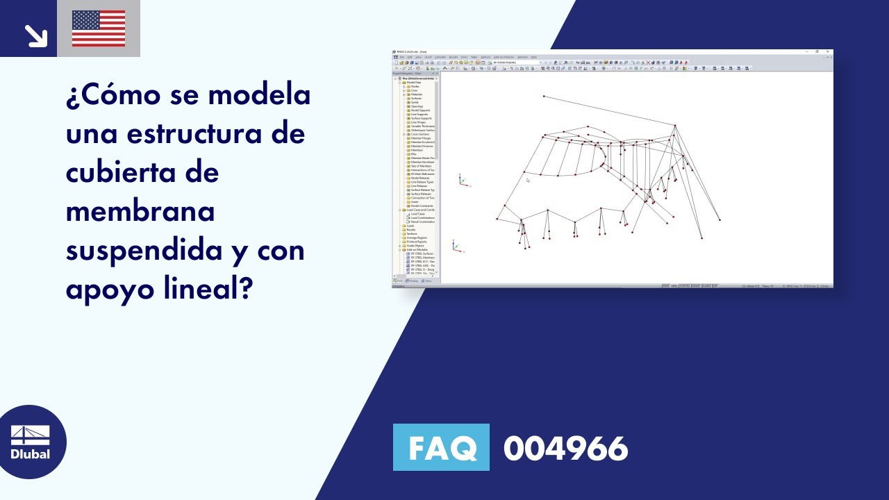 FAQ 004966 | ¿Cómo se modela una estructura de cubierta de membrana suspendida con apoyos en línea?