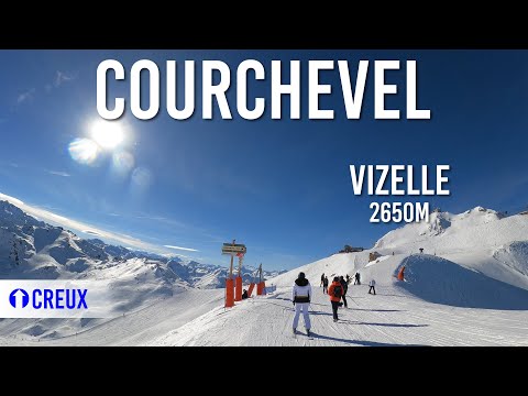 Skiing 2.8km blue piste 'Creux' in Courchevel, Les 3 Vallées (4K UHD)