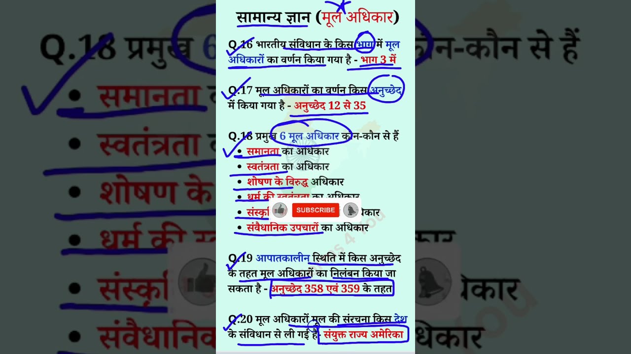 मूल अधिकार (Fundamental Rights) | Daily Current Affairs #currentaffairs #forms4you