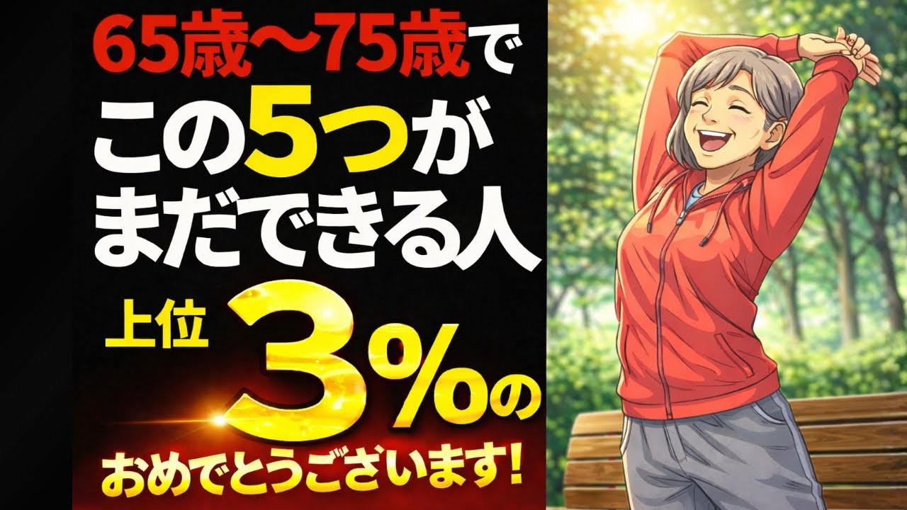 65歳〜75歳でこの5つができる人は長寿体質です。おめでとうございます。