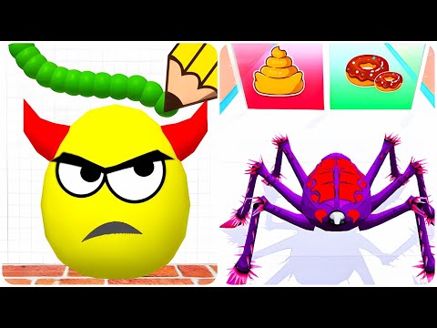 Draw To Smash vs Insect Evolution Run 3D - (All Max Level, ASMR Games)