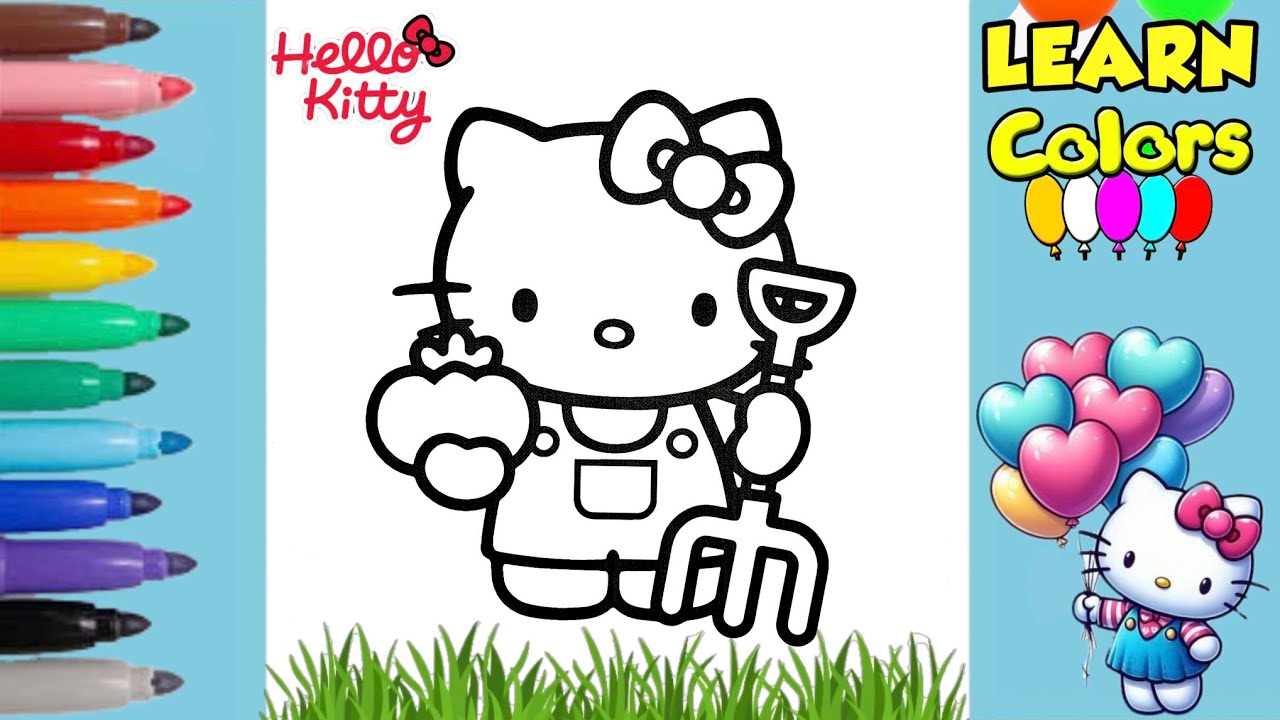 Hello Kitty Coloring Page | Learn Colors with Hello Kitty | Fun & Educational Color Learning 🌈