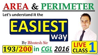 Mensuration 2D |Area and perimeter| (Part 1) for SSC CGL Tier 1 and tier 2 and  Bank PO