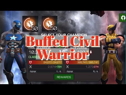 Buffed 6* Civil Warrior with 50 Furies against ROL Wolverine