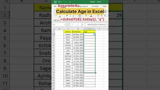 calculate age in Excel #excel #age #shorts #short #new #foryou #exceltips #ytshort #shortsviral #yt