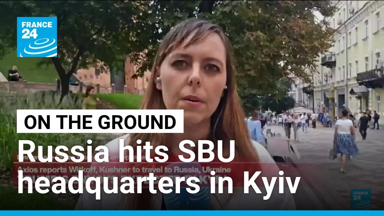 On the ground: Russian drone strikes Ukraine security service headquarters in Kyiv • FRANCE 24