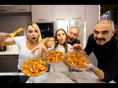 WE MADE GIANT CHIPS FROM PASTA! WE ATE THEM EACH AND EVERYONE!