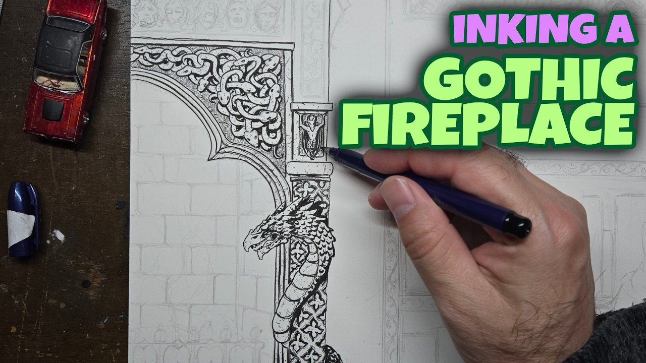 I'm Inking a Gothic Fireplace for my Gothic Vampire! (And I Voted Today Too!)