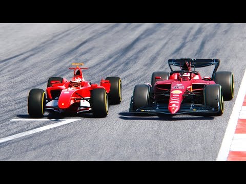 Ferrari F1 2004 Twin Turbo (NO WINGS + SLICKS) vs Ferrari F1 2004 - Monza GP