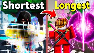 I Tested SHORTEST To LONGEST Attacks in Roblox Jujutsu Shenanigans!