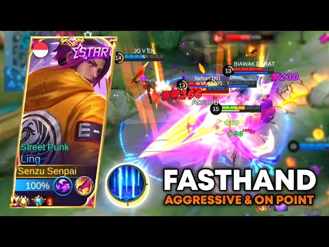 LING FASTHAND INSANE COMBO Super Aggressive + On Point Gameplay Ling Mobile Legends