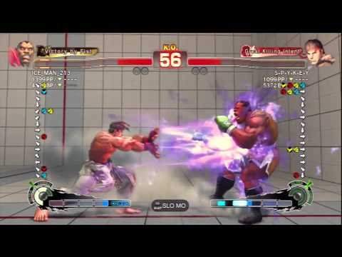 ICE_MAN_213 (Balrog) Vs S-P-Y-K-E-Y (Ryu) SSF4 AE Endless Matches - PSN