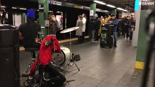 Drummer at Times Square Subway, 1-2-3 train uptown