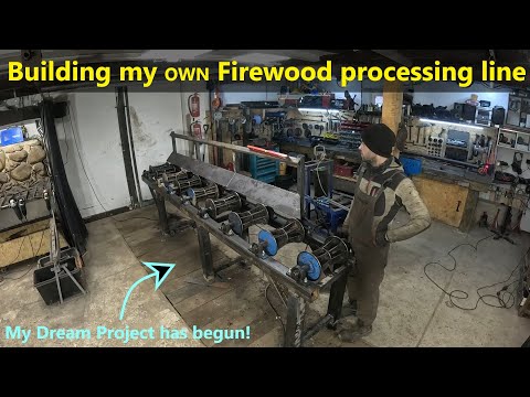 Building a firewood processing line from Scraps - EP1 (Log & Roller Deck build)