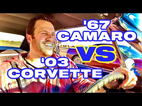 67 CAMARO vs 2003 CORVETTE (MUSCLE CARS RACE Big Block v LS)