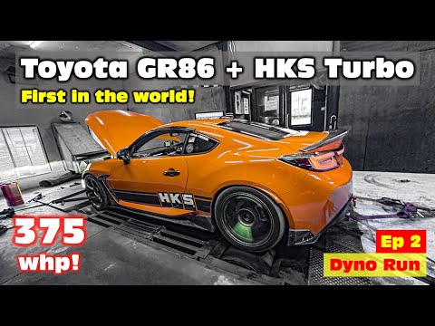 The first Toyota GR86 + HKS Turbo Kit for worldwide goes on the dyno! 375 whp! Ep 2